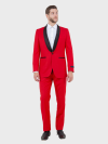 Red 1 Button Shawl Lapel Slim Fit Tuxedo